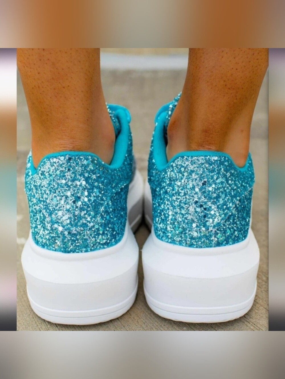 Southern fried chics turquoise silver ombre glitter platform sneakers 10 NWOB - Picture 13 of 17